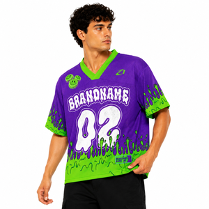 Maillot de football américain tendance personnalisé avec motif Slime, en maille, style streetwear, surdimensionné, pour équipe, sublimation OEM, maillots de sport de football - Product Image 5