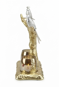 Cuenco de servidor de Azucarera de raíz de árbol de aluminio de lujo Premium chapado en oro con pájaros decorativos niquelados en servidor de estilista de Rama - Product Image 5