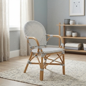 Nouvelle Chaise de Salle à Manger Bistro Moderne Minimaliste Grise et Blanche en Rotin, Fauteuil de Café Français, Sièges de Restaurant, Mobilier d'Extérieur pour Patio - Product Image 4