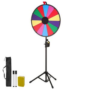 Ruota della Fortuna Girevole da 24 Pollici con Altezza Regolabile, 2-14 Scomparti, Cancellabile a Secco, con Treppiede per Feste - Product Image 1