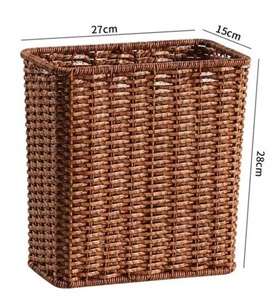 Rectangular Rattan Storage Basket Open Top Woven <b>Bin</b> for Household Indoor Use Simple Style Brown and Natural Color From India - Product Image 5