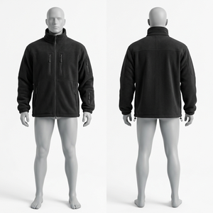 Veste de travail en polaire épaisse 400 GSM, olive foncé, panneaux contrastants renforcés, logo personnalisé, OEM ODM, randonnée, camping - Product Image 2