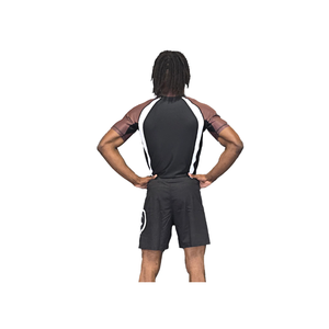 Camiseta Deportiva de Manga Corta para Hombre, de Secado Rápido, con Bloques de Color Blanco y Negro, Cuello Redondo, Corte Ajustado - Product Image 6