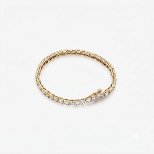 Bracelet de mariage en or massif 10K 14K 18K avec diamants de laboratoire taille brillant ronds, pureté DEF VS VVS - Product Image 1
