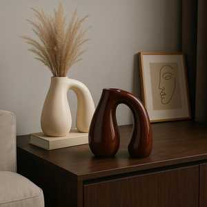 2026 Irregular <b>Unique</b> Pattern Trendy Look Ceramic <b>Vase</b> Vintage Style Luxury Home Decorative Enamel Big Flower Ceramic <b>Vase</b> By UO - Product Image 3