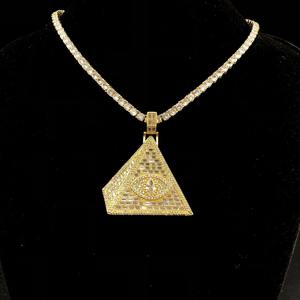 Pendentif pyramide œil de diable hip-hop en zircon carré et moissanite, best-seller - Product Image 4