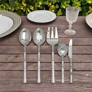 Juego de cubiertos con nuevo diseño de mango, cuchara de acero inoxidable, juego de cubiertos de cinco piezas para fiesta sostenible para uso en mesa, tenedor, cuchara - Product Image 1