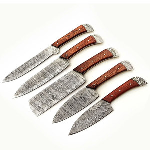 Damascus Steel <b>Kitchen</b> Chef <b>Knife</b> Set With Leather Roll Bag Portable Professional Cooking <b>Knives</b> Set For Chefs Outdoor Cooking - Product Image 5