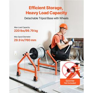 Portacavi Portatile con Capacità di Carico 220 Libbre, Rullo Portacavi con Ruote, Diametro 29,9, Accessorio per Gestione Cavi - Product Image 2