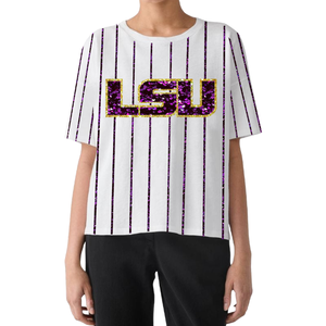 Wholesale Custom Women's Loose Cotton Game Day <b>Baseball</b> Sequin Embroidery Team T-Shirt Breathable Eco-Friendly Customizable <b>Tees</b> - Product Image 4