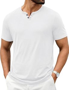 Camisetas de Hombre, Cuello en V, Holgadas, de Poliéster/Viscosa/Spandex, Color Sólido, Tejido Transpirable, Tallas S - 4XL Disponibles - Product Image 1