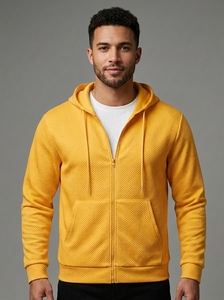 Wholesale Men's <b>Hooded</b> Sweatshirt Full <b>Zip</b> Casual Hoodie with Soft Fabric Rib Hem and Front Pocket Design - Product Image 5