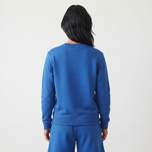 Women's Oversized Cotton <b>Fleece</b> Sweatshirt solid <b>royal</b> <b>blue</b> color Crew Neck Long Sleeve Custom Design Casual Wholesale Clothing - Product Image 6