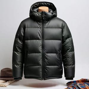 Veste matelassée noire pour femme, manches longues, à capuche, fermeture éclair, coupe-vent, manteau d'hiver, rembourrage épais en polyester - Product Image 5