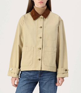 Hot Sale 100% Twill Cotton Quilted Lining Heavy Duty <b>Canvas</b> <b>Work</b> <b>Jacket</b> with Embroidery Decoration Casual <b>Jacket</b> For women - Product Image 1