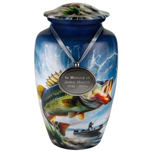 Black Cremation <b>Urn</b> with Golden Fish Design for Adult Human Ashes Classic <b>Large</b> Aluminium <b>Urn</b> For Funeral Adult Ashes - Product Image 6