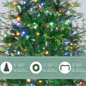 6FT Pre-Lit pioppo abete artificiale albero di natale 380 luci a LED multicolore 11 modalità di illuminazione erba verde albero di Natale 861 ramo di PE - Product Image 5
