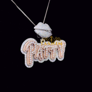 Collier pendentif TASHNIM Hiphop VVS Moissanite Diamant en Argent 925 Plaqué Or Rose 14K avec Micro-Inserion Lettre Lèvres Patty - Product Image 4