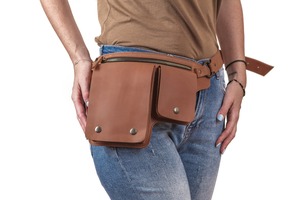 Sac banane unisexe en cuir véritable, style vintage décontracté, imperméable, avec sangle réglable, anti-plis, séchage rapide, anti-boulochage - Product Image 5
