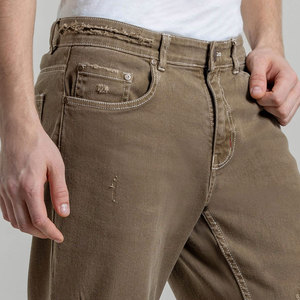 Pantalon en velours côtelé coupe droite pour homme, déchiré et vieilli, en coton mi-lourd, décontracté avec poches, style automne - Product Image 5