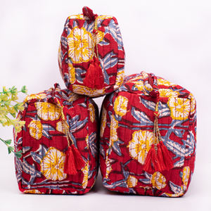 Sac à maquillage en coton biologique de luxe, matelassé, fait main, réutilisable, design personnalisé, grand format, organiseur multifonctionnel pour cosmétiques - Product Image 2