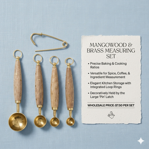 Juego de Cucharas Medidoras Artesanales de Madera de Mango y Latón - Utensilios Culinarios Premium para Hornear, Café y Especias, Artículos Artesanales para el Hogar - Product Image 4