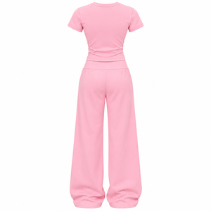 Ensemble de yoga deux pièces pour femmes personnalisé, taille haute, séchage rapide, tenue de sport rose - Product Image 2