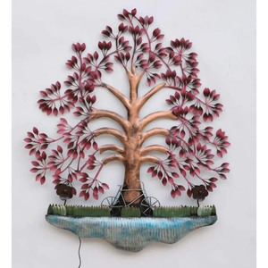 Escultura de Pared de Árbol de Metal Rústico, Decoración Artística de Follaje 3D para Sala de Estar - Product Image 4