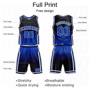 Ensembles d'uniformes de basket-ball personnalisés avec dégradé royal, noms, numéros et logos d'équipe imprimés, ensemble d'uniformes de basket-ball personnalisés - Product Image 3
