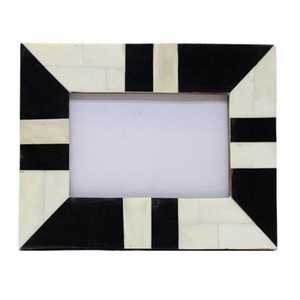 Black and <b>White</b> Resin Handmade Inlay Antique Photo <b>Frame</b> Rectangle Tabletop Display for Home Wedding Gift - Product Image 4