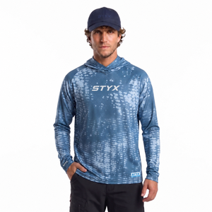 Hoodie de pêche imprimé par sublimation pour homme, manches longues, protection UV, respirant, pour la pêche en plein air, logo personnalisé, vente en gros - Product Image 1