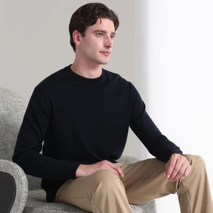 Customized Antique-style Solid Men's Semi-collared Anti-Wrinkle Knitted Wool/Viscose Winter <b>Pullover</b> <b>Sweater</b> ODM Manufacturer - Product Image 5