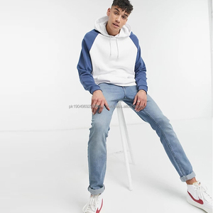 Sudadera con Capucha Combinada Raglan para Hombre, Color Claro en Contraste, Sudadera de Moda de Temporada - Product Image 1