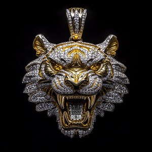 Collar de cadena cubana con colgante de oso de circonita chapado en oro de 14 quilates estilo hiphop, unisex, para aniversario o boda, estilo religioso - Product Image 1