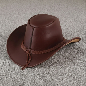 Sombrero de caballero para carreras de caballos al aire libre, personalizado, de cuero brillante, estilo vaquero del oeste, de gran venta - Product Image 4