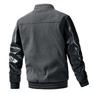 New Custom Stand Collar University Woolen Embroidery <b>Vintage</b> <b>Varsity</b> <b>Jacket</b> for Men's Customized Logo 100% Silk Windproof - Product Image 2