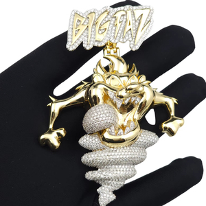 Custom BigTaz Cartoon Pendant Iced Moissanite Hip Hop Jewellery Gold Plated Luxury Statement Piece Bold - Product Image 1