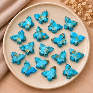 Perles de pierres précieuses facettées en cuivre turquoise en forme de papillon 14x10mm pour la fabrication de bijoux, vente en gros, perles en vrac, fournitures d'artisanat - Product Image 1