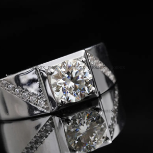 Bague pour homme en moissanite VVS, argent sterling 925, bague de fiançailles de luxe, bijoux aspect diamant, fournisseur - Product Image 4