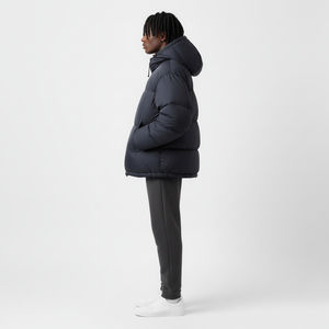 Veste de travail d'hiver matelassée décontractée pour homme, personnalisée OEM, avec col montant, logo frontal, en polyester, style doudoune à fermeture éclair - Product Image 3