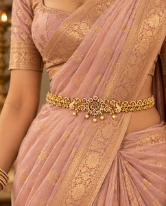 Ceinture de taille traditionnelle sud-indienne AD Peacock plaquée or, Kamarband, chaîne de ventre réglable, bijoux de mariage, fabricants - Product Image 4