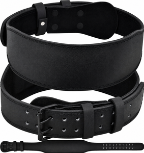 Leather <b>Weight</b> Lifting Belt 4 Inch 6 Inch Padded Back Support Double Prong Buckle For Squat Deadlift Gym Training For Men <b>Women</b> - Product Image 1