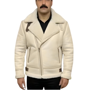 Chaqueta de Cuero Vacuno Beige Original de Alta Calidad para Hombre, OEM, Muy Solicitada, 100% Cuero Vacuno, MOQ Bajo, Tallas Grandes, Chaqueta de Moda de Invierno - Product Image 4