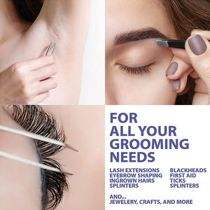 Ensemble de 4 pinces à épiler en acier inoxydable durable, revêtement couleur personnalisé, pointe lisse pour les sourcils - Product Image 5