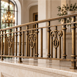Rampe d'escalier en bronze Heritage avec motifs de double volute et détails de feuilles décoratives pour intérieurs classiques - Product Image 3