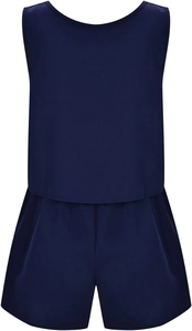 Conjunto de 2 Piezas para Mujer, Romper sin Mangas con Capucha, Color Sólido, Algodón, Corte Holgado, Informal, para Primavera/Verano - Product Image 3