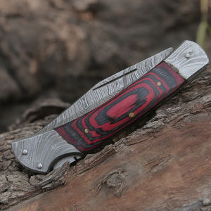 Navaja de bolsillo de Damasco con pivote de rodamiento de bolas suave, navaja plegable de acero de Damasco con apertura manual, navaja plegable de Damasco - Product Image 5