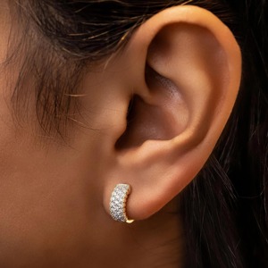 ต่างหูห่วงแบบ Huggie ประดับเพชรแล็บโกรว์ 14K ทองคำแท้ 48 เม็ด ดีไซน์หรูหรา เหมาะเป็นของขวัญสำหรับงานปาร์ตี้ สำหรับผู้หญิง - Product Image 6