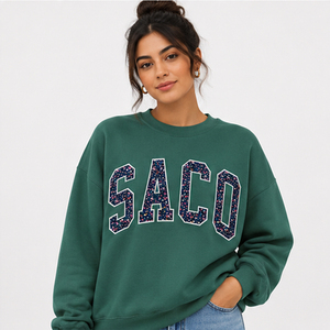 Sudadera Rosa Oversize con Cuello Redondo y Estampado de Letras 'Saco', de Forro Polar, Manga Regular, Unisex, para Otoño, Estilo Casual - Product Image 4
