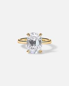 Bague solitaire en or 14 carats certifiée IGI avec diamant de laboratoire taille coussin de luxe, halo caché, taille personnalisable pour mariage et fiançailles - Product Image 1